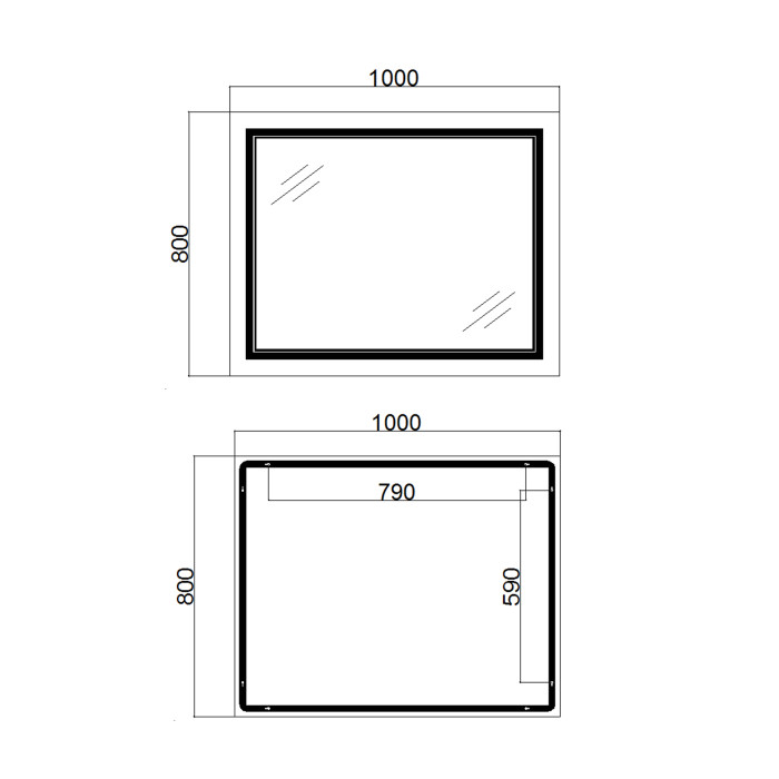 Дзеркало Qtap Cardinal (CA1) 1000х800 з LED-підсвічуванням Touch, з антизапотіванням, з димером, рег. темп. кольору (3000-6500K) QT0478C10080 (QT0478C10080)