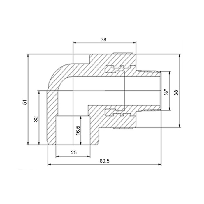 Кутик PPR Blue Ocean 25х1/2", 90° ЗР (BOET902501XXX)