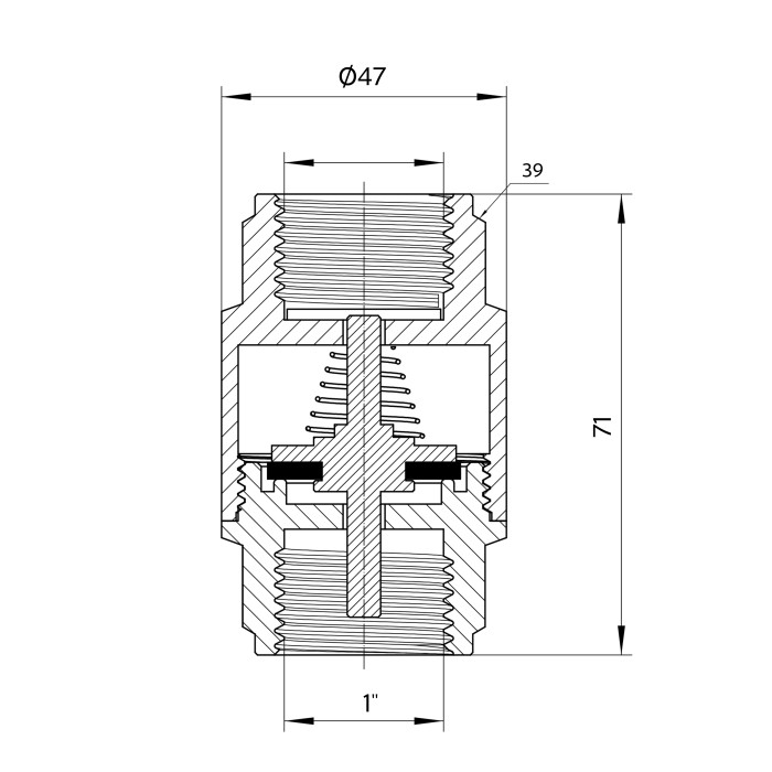 Зворотний клапан Thermo Alliance Forte 1"ВВ нікель із латунним штоком TAF240W25 (TAF240W25)