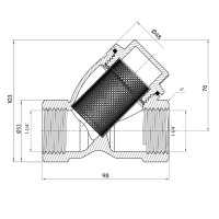 Фільтр грубої очистки Thermo Alliance Forte 1 1/4"ВВ нікель для води косий TAF124W32 (TAF124W32)