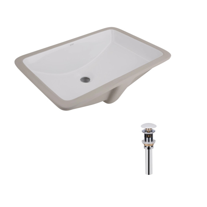 Комплект Qtap Stork: Раковина врізна прамокутна 535x365x190 мм White + Донний клапан PU02O (QT15116032WN47293)