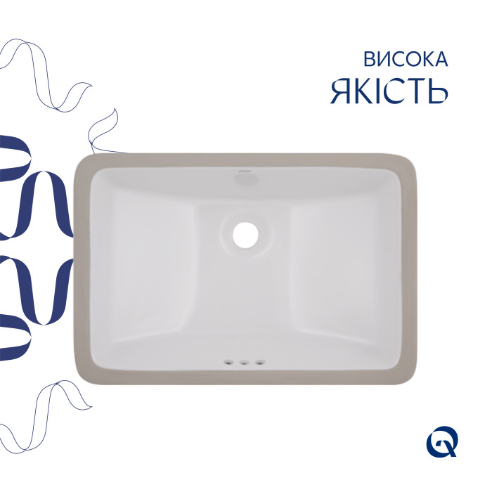 Комплект Qtap Stork: Раковина врізна прамокутна 535x365x190 мм White + Донний клапан PU02O (QT15116032WN47293)