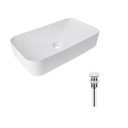 Комплект Qtap Tern: Раковина накладна прамокутна 610x350x135 мм WHITE + Донний клапан PU02 (QT17112270WN47304)