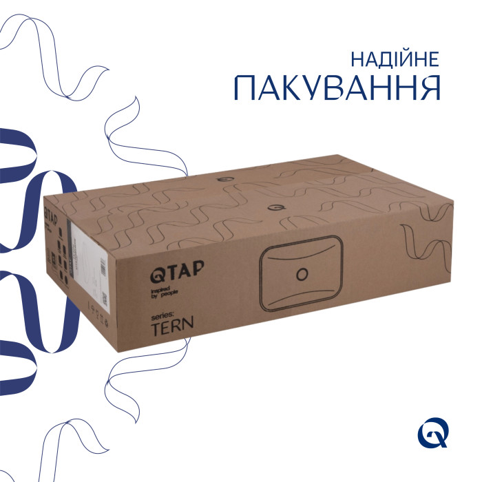 Комплект Qtap Tern: Раковина накладна прамокутна 610x350x135 мм WHITE + Донний клапан PU02 (QT17112270WN47304)