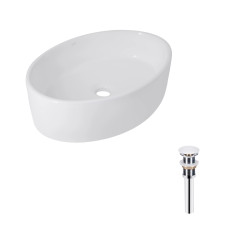 Комплект Qtap Kolibri: Раковина накладна овальна 500x360x140 мм White + Донний клапан PU02 (QT10113054WN47311)