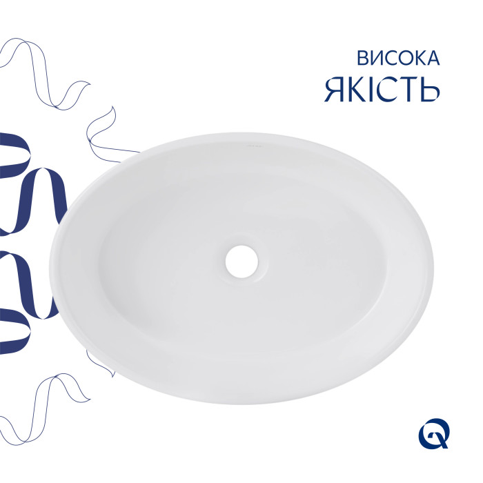 Комплект Qtap Kolibri: Раковина накладна овальна 500x360x140 мм White + Донний клапан PU02 (QT10113054WN47311)