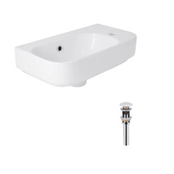 Комплект Qtap Tern: Раковина підвісна прамокутна права 450х250х158 мм White + Донний клапан PU02O (QT17115117RWN47328)