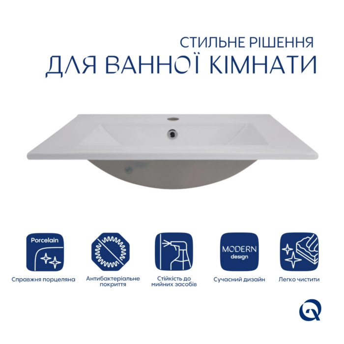 Комплект Albatross: Раковина врізна меблева 620x460x180 мм, White, прямокутна + Донний клапан Pop-up PU02O (QT01113060CW148473)