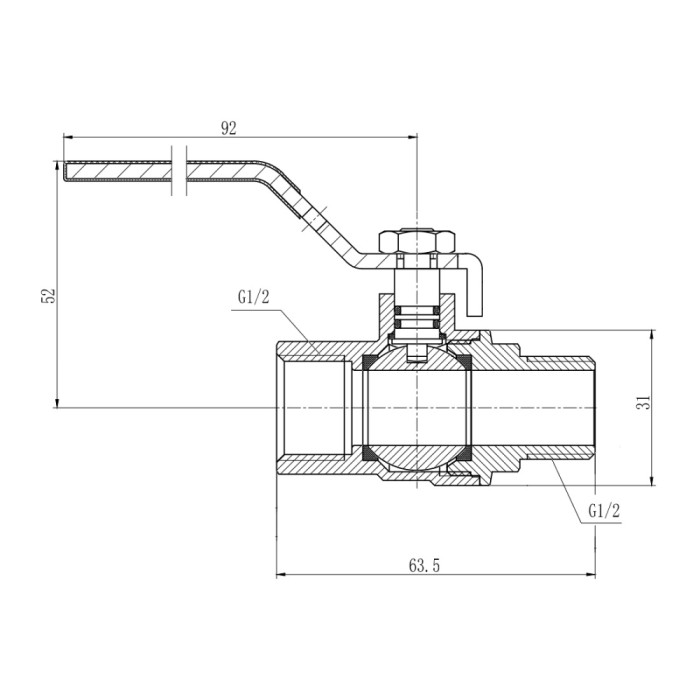 Кран кульовий SD Forte 1/2" ВЗ для газа (ручка) SF605G15 (SF605G15)