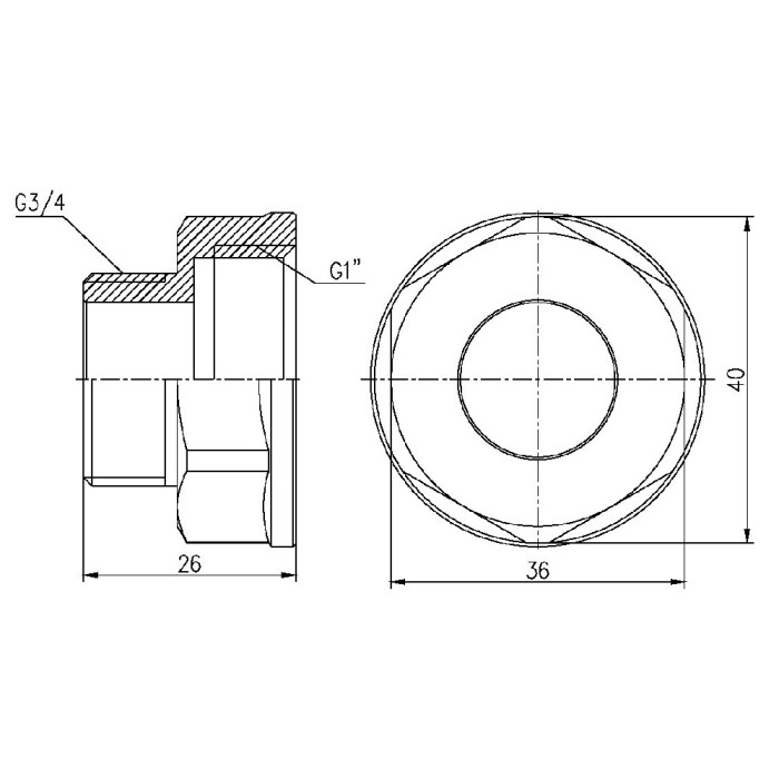 Перехід SD Forte 1"х3/4" ВЗ SF3602520 (SF3602520)