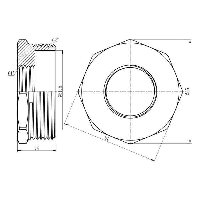 Футорка SD Forte 2"х1" ЗВ SF3745025 (SF3745025)