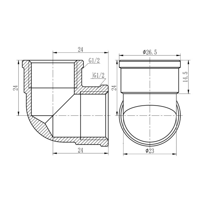 Кут SD Forte 1/2" ВВ хром SF368H15 (SF368H15)