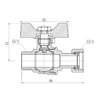 Кран кульовий з накидною гайкою SD Forte 3/4" ВЗ для води прямий SF261W20 (SF261W20)