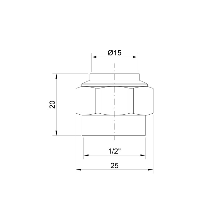 Наконечник Icma 1/2" для мідної труби 15 мм №90 (81090FF06)