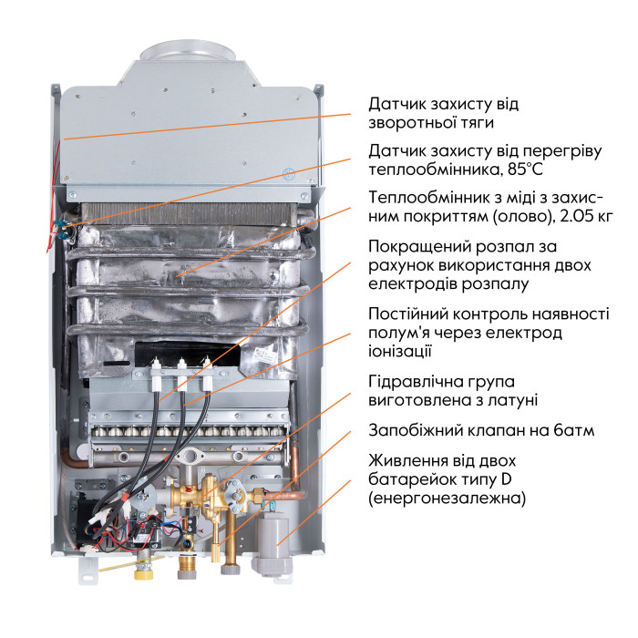 Колонка газова димохідна Thermo Alliance JSD20-10CR 10 л White (JSD2010CRWHITE)