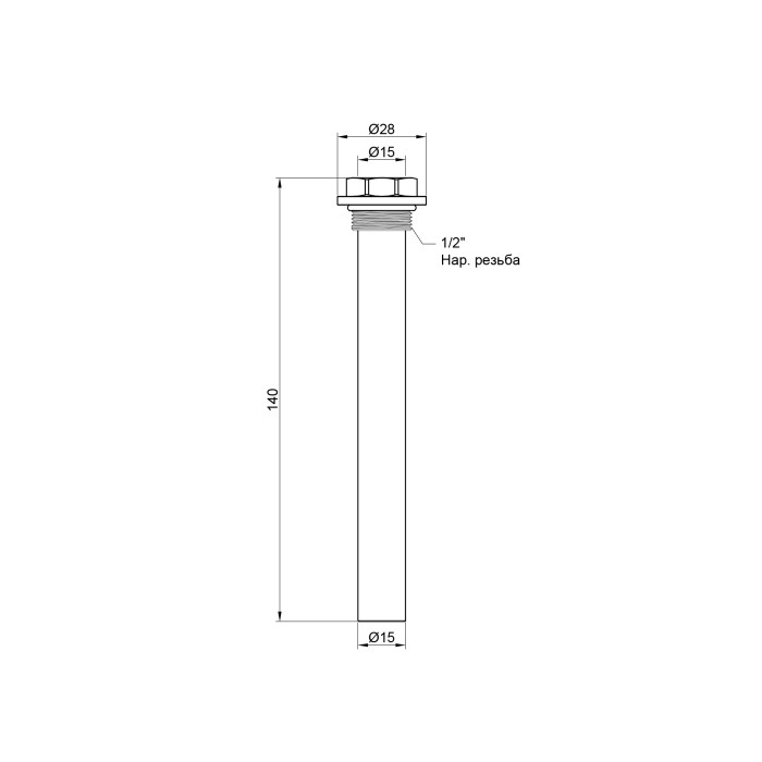 Штуцер для виносного давача SD Plus 140х13х1/2" SD256W15 (SD256W15)