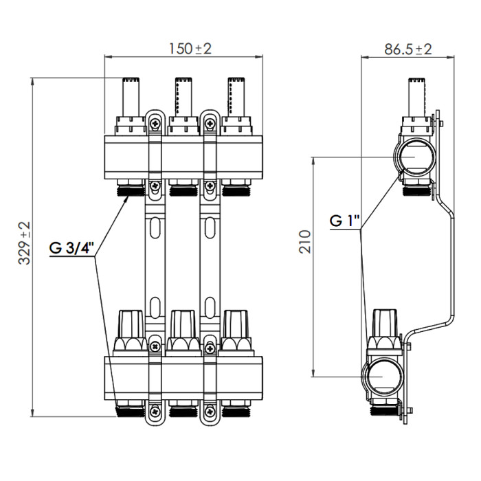 Колектор з витратомірами SD Forte 1" 3 виходи SF001W3 (SF001W3)