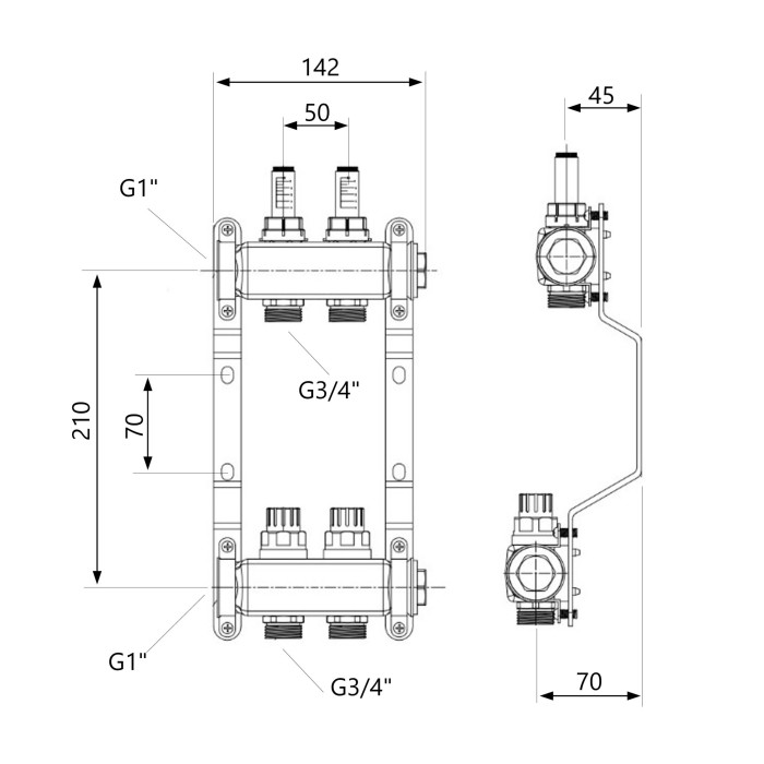 Колектор з витратомірами SD Plus 1" 2 виходи SD0042 (SD0042)