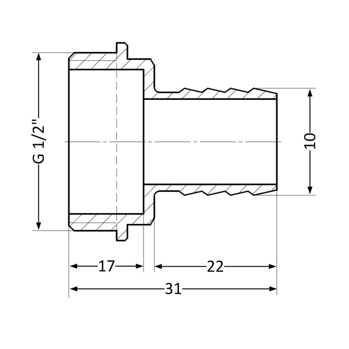 Штуцер SD Plus 10х1/2" ЗР SD4271510 (SD4271510)