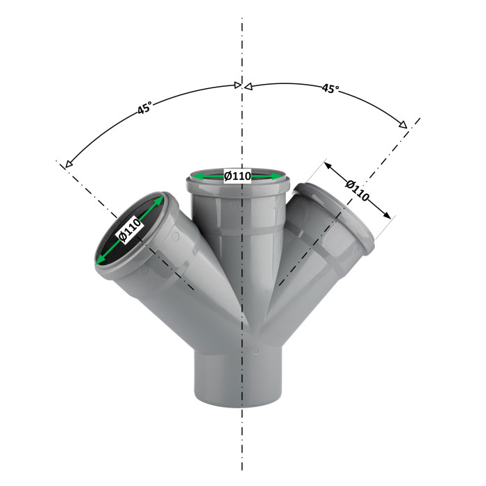 Крестовина 110*110*110*45 TA Sewage (CZ110017)