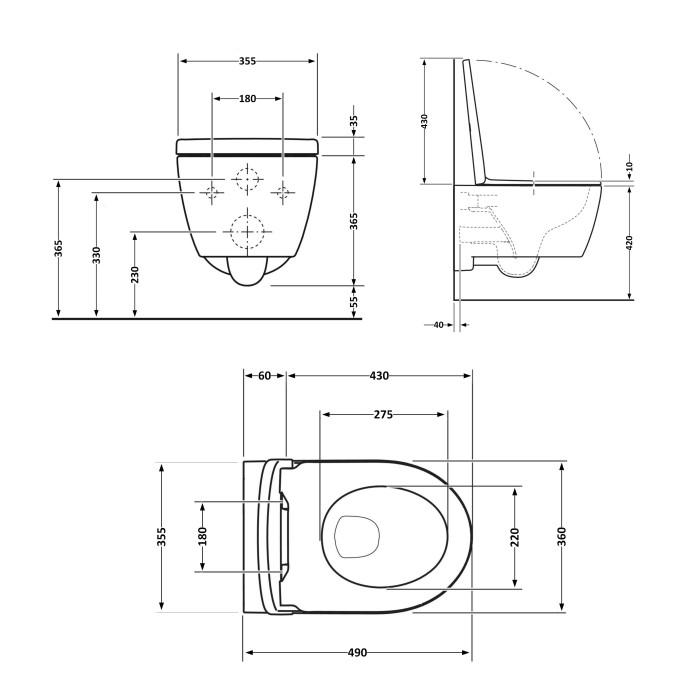 Унітаз підвісний Qtap Taurus безободковий з сидінням Soft-close QT2433084EUQMB (QT2433084EUQMB)