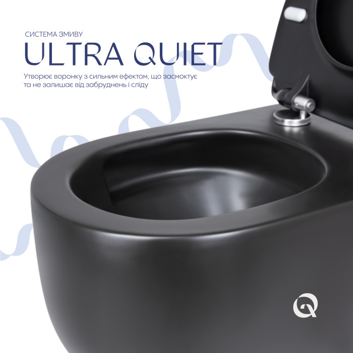 Унітаз підвісний Qtap Taurus безободковий з сидінням Soft-close QT2433084EUQMB (QT2433084EUQMB)