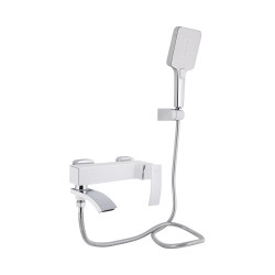 Змішувач для ванни Qtap Swan Cascada з поворотним виливом (з душовим гарнітуром) QTSWA260CRW45569 Chrome/White (QTSWA260CRW45569)