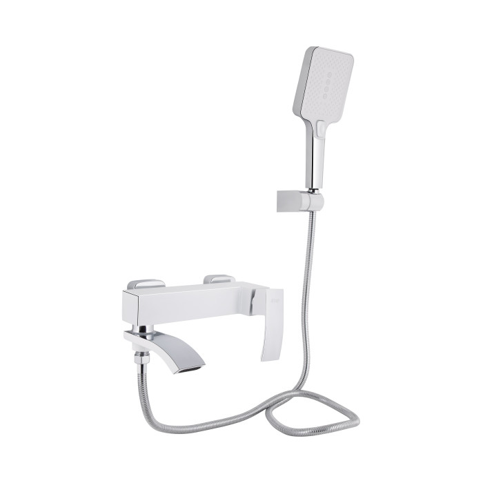 Змішувач для ванни Qtap Swan Cascada з поворотним виливом (з душовим гарнітуром) QTSWA260CRW45569 Chrome/White (QTSWA260CRW45569)
