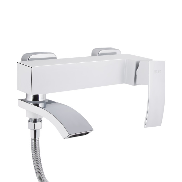 Змішувач для ванни Qtap Swan Cascada з поворотним виливом (з душовим гарнітуром) QTSWA260CRW45569 Chrome/White (QTSWA260CRW45569)