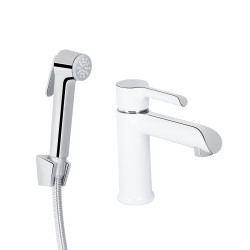 Змішувач для раковини Qtap Grand (з гігієнічним душем) QTGRA272CRW45671 Chrome/White (QTGRA272CRW45671)
