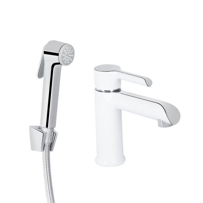 Змішувач для раковини Qtap Grand (з гігієнічним душем) QTGRA272CRW45671 Chrome/White (QTGRA272CRW45671)