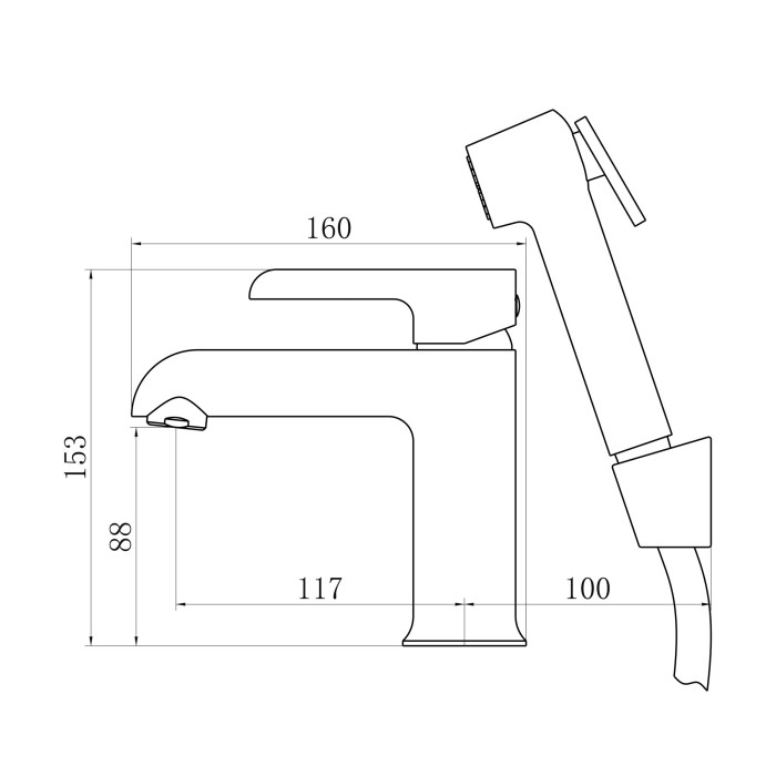 Змішувач для раковини Qtap Grand (з гігієнічним душем) QTGRA272CRW45671 Chrome/White (QTGRA272CRW45671)