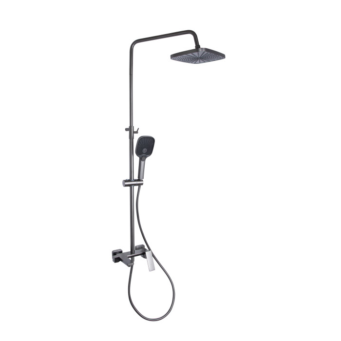 Душова система універсальна Qtap Gemini на три споживача (з виливом) QTGEM111GMB45688 Gunmetal Black PVD (QTGEM111GMB45688)