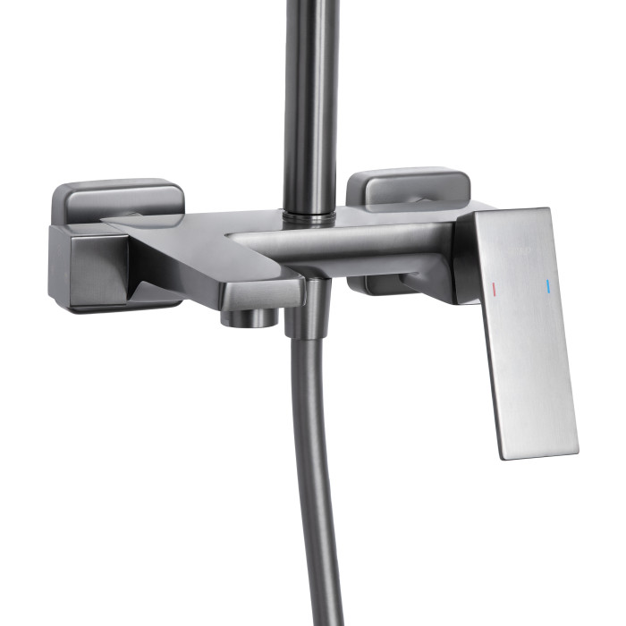 Душова система універсальна Qtap Gemini на три споживача (з виливом) QTGEM111GMB45688 Gunmetal Black PVD (QTGEM111GMB45688)