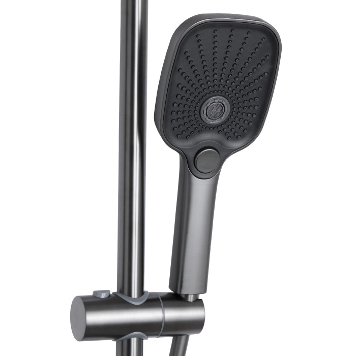 Душова система універсальна Qtap Gemini на три споживача (з виливом) QTGEM111GMB45688 Gunmetal Black PVD (QTGEM111GMB45688)