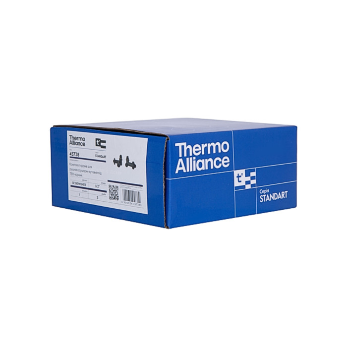 Комплект кранів Thermo Alliance Standart 1/2" чорний, для рушникосушарки кутовий SF395W15HEB (SF395W15HEB)