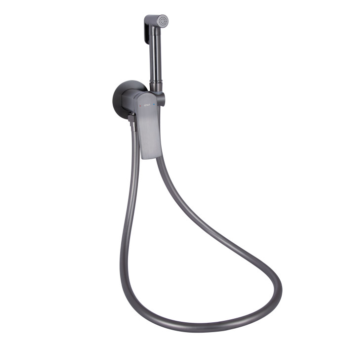Набор для гігієнічного душу Qtap Slavonice округлий QTSLA262GMB45916 Gunmetal Black PVD (QTSLA262GMB45916)