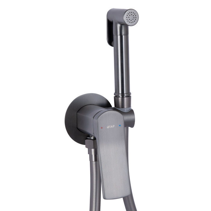 Набор для гігієнічного душу Qtap Slavonice округлий QTSLA262GMB45916 Gunmetal Black PVD (QTSLA262GMB45916)