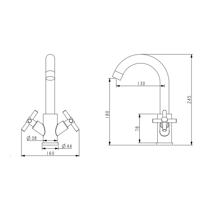 Змішувач для кухні Lidz Wind 161F двохвентильний LDWIN161FNKS46098 Nickel (LDWIN161FNKS46098)