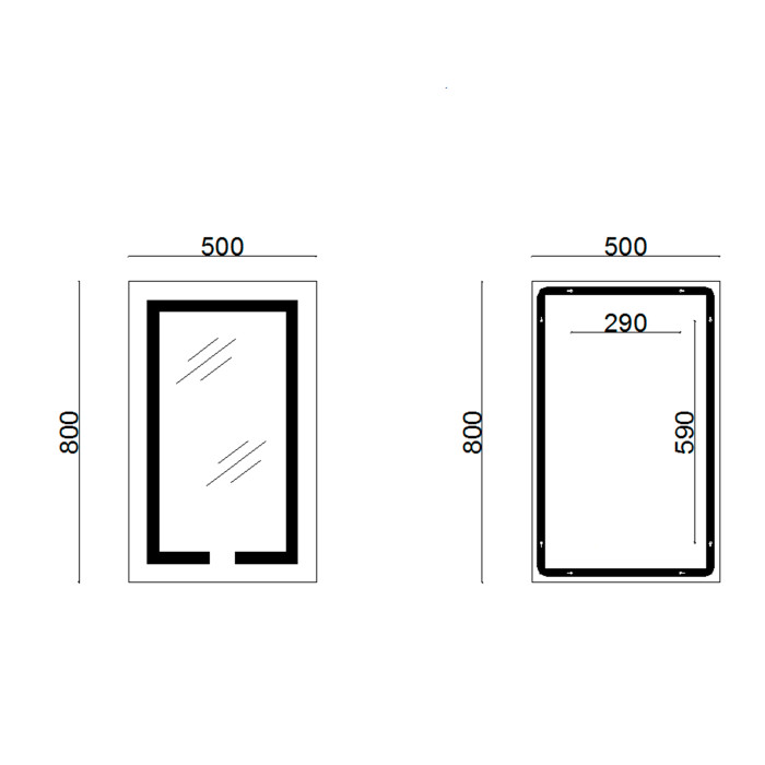 Дзеркало Lidz Kubis 500х800 з LED-підсвічуванням Touch, з антизапотіванням, з димером, рег. яскравості LD78LF9365080 (LD78LF9365080)