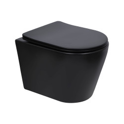 Унітаз підвісний Qtap Scorpio Ultra Quiet безобідковий з сидінням Soft-close MATT BLACK QT14332380AMB (QT14332380AMB)