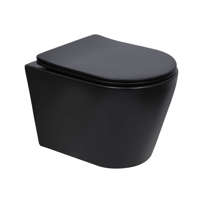 Унітаз підвісний Qtap Scorpio Ultra Quiet безобідковий з сидінням Soft-close MATT BLACK QT14332380AMB (QT14332380AMB)