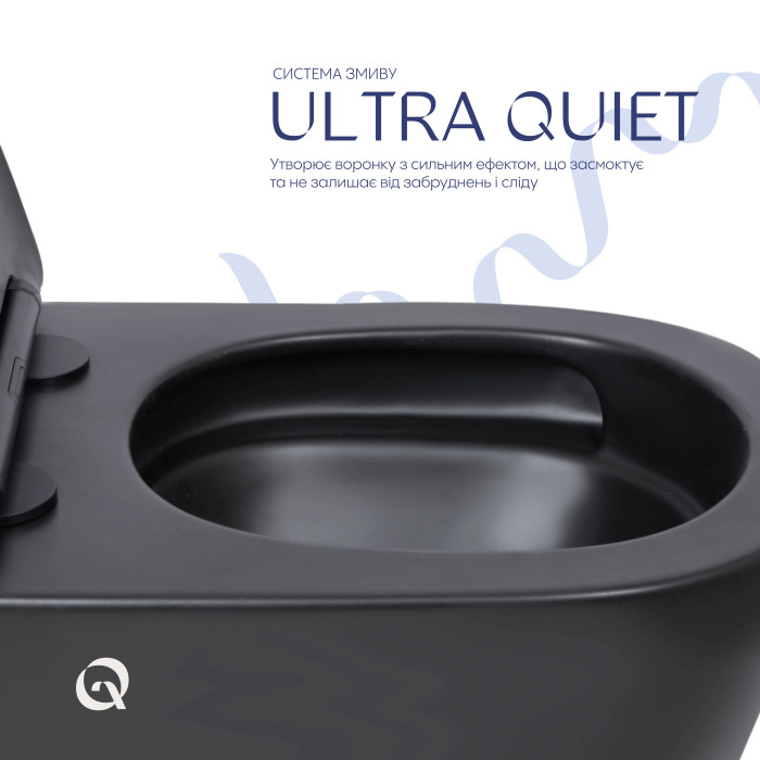Унітаз підвісний Qtap Scorpio Ultra Quiet безобідковий з сидінням Soft-close MATT BLACK QT14332380AMB (QT14332380AMB)