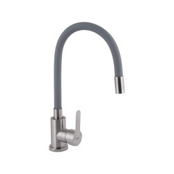 Змішувач для кухні Brinex Pure 015F3 з гнучким виливом   Nickel/Grey BRIPUR015F3NKG (BRIPUR015F3NKG)