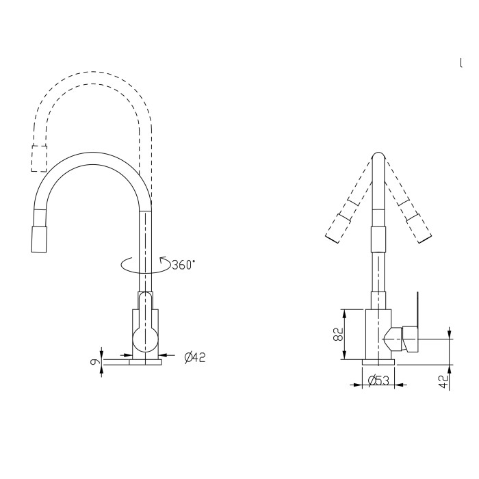 Змішувач для кухні Brinex Pure 015F3 з гнучким виливом   Nickel/Grey BRIPUR015F3NKG (BRIPUR015F3NKG)