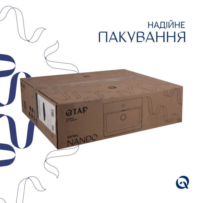 Комплект Qtap Nando LT: Раковина підвісна прамокутна 500х420х130 мм Matt Black + Донний клапан PU03O (QT12112173SMBMBN47322)