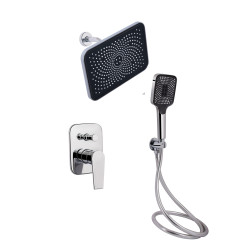 Комплект для душу Qtap Stenava Chrome: Змішувач QTST6245102DC + Лійки (QTRUC125CRM45954,QTHLA107CRM45784) + Шланг QTHADPVC200C + QTCRMBH130 (QTST6245102DC47547)