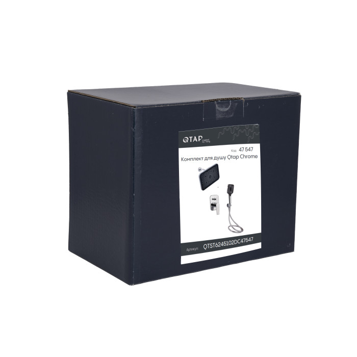 Комплект для душу Qtap Stenava Chrome: Змішувач QTST6245102DC + Лійки (QTRUC125CRM45954,QTHLA107CRM45784) + Шланг QTHADPVC200C + QTCRMBH130 (QTST6245102DC47547)