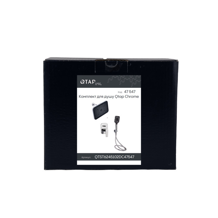 Комплект для душу Qtap Stenava Chrome: Змішувач QTST6245102DC + Лійки (QTRUC125CRM45954,QTHLA107CRM45784) + Шланг QTHADPVC200C + QTCRMBH130 (QTST6245102DC47547)