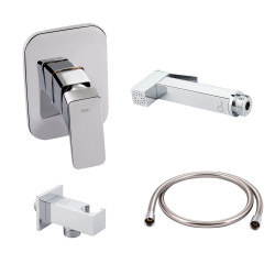 Комплект для душу Qtap Namesti Chrome: Змішувач QTNAM6025102NC + Шланг QTHADPVC120C + Лійка QTCRMB120 + Підключення QTCRMBH130 (QTNAM6025102NC47550)